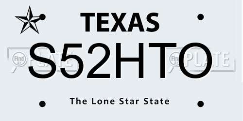 S52HTO Texas License Plate