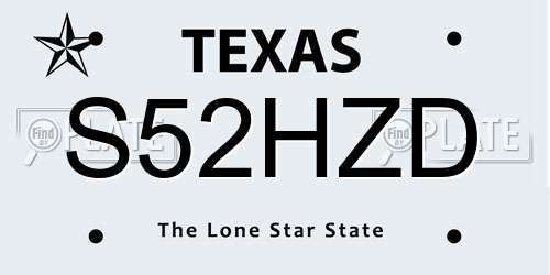S52HZD Texas License Plate