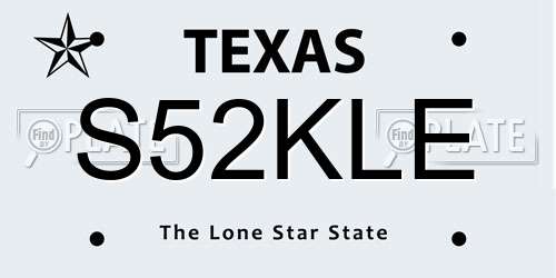 S52KLE Texas License Plate