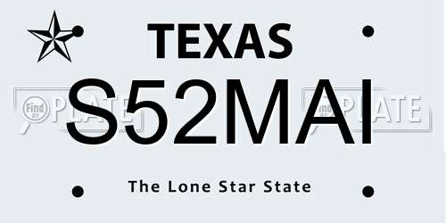 S52MAI Texas License Plate