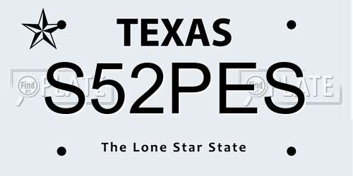S52PES Texas License Plate