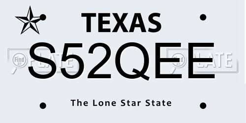 S52QEE Texas License Plate
