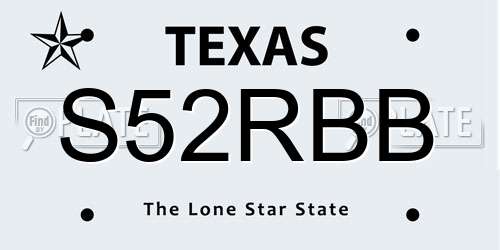 S52RBB Texas License Plate