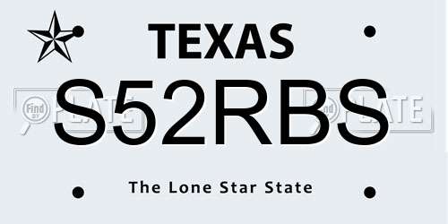 S52RBS Texas License Plate