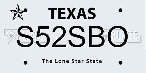 S52SBO Texas License Plate