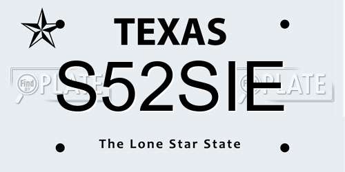 S52SIE Texas License Plate