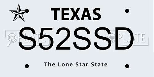 S52SSD Texas License Plate