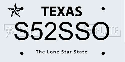 S52SSO Texas License Plate