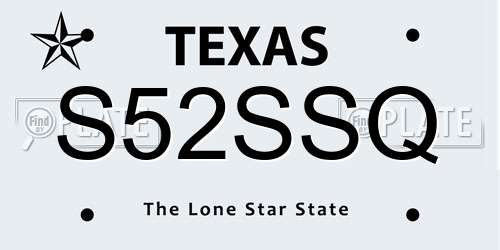 S52SSQ Texas License Plate