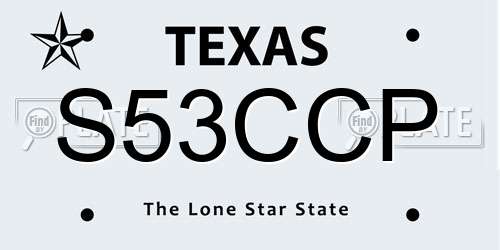 S53CCP Texas License Plate