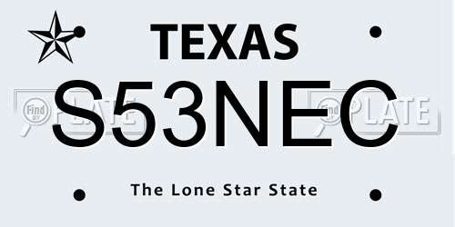 S53NEC Texas License Plate