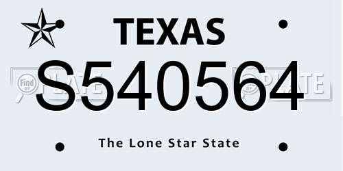 S540564 Texas License Plate
