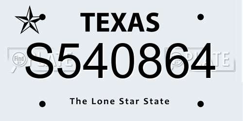 S540864 Texas License Plate
