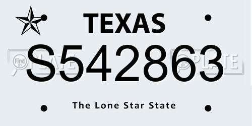 S542863 Texas License Plate