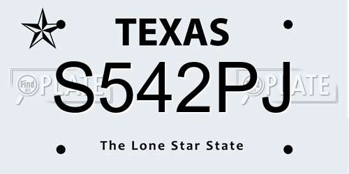 S542PJ Texas License Plate