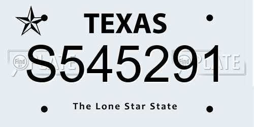 S545291 Texas License Plate