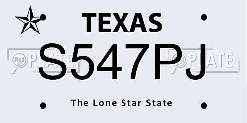 S547PJ Texas License Plate