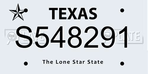 S548291 Texas License Plate