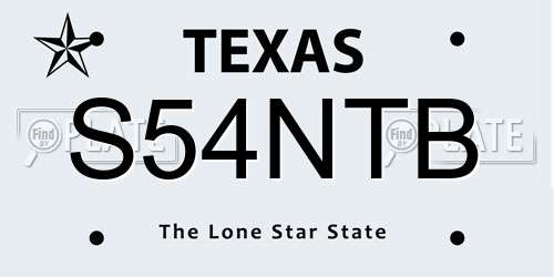 S54NTB Texas License Plate