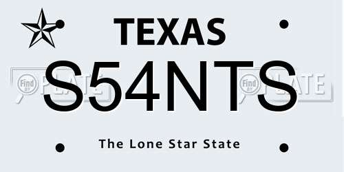 S54NTS Texas License Plate