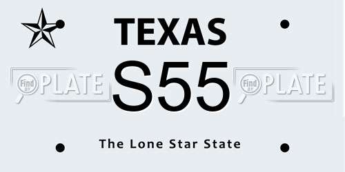 S55 Texas License Plate