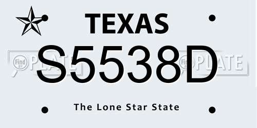 S5538D Texas License Plate