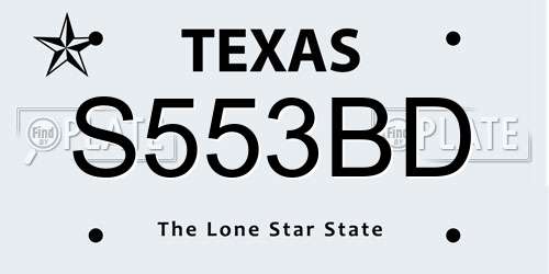 S553BD Texas License Plate