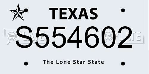 S554602 Texas License Plate