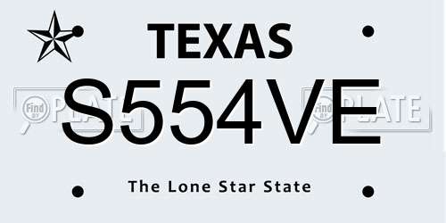 S554VE Texas License Plate