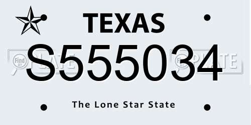 S555034 Texas License Plate