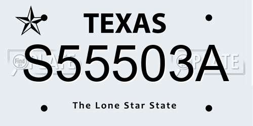 S55503A Texas License Plate