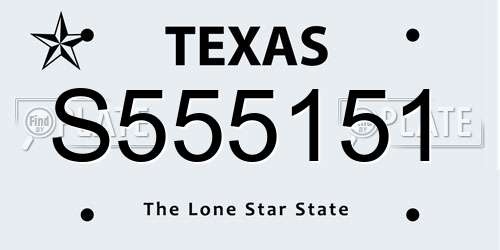S555151 Texas License Plate