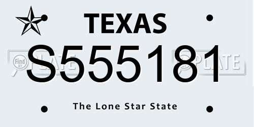 S555181 Texas License Plate