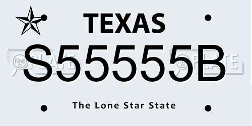 S55555B Texas License Plate