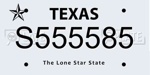 S555585 Texas License Plate