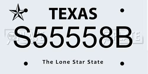 S55558B Texas License Plate