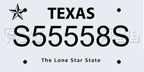 S55558S Texas License Plate