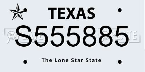 S555885 Texas License Plate