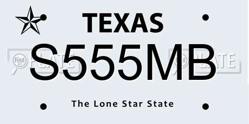 S555MB Texas License Plate