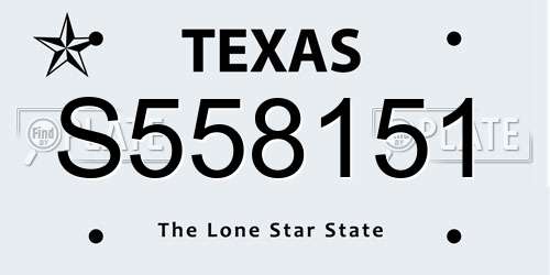 S558151 Texas License Plate