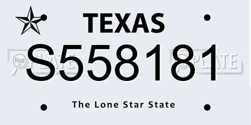 S558181 Texas License Plate