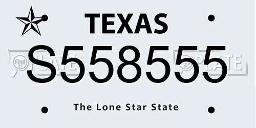 S558555 Texas License Plate