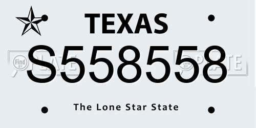 S558558 Texas License Plate