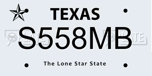 S558MB Texas License Plate