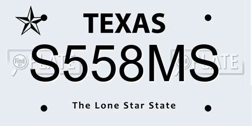 S558MS Texas License Plate