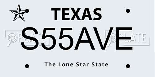 S55AVE Texas License Plate