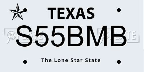 S55BMB Texas License Plate