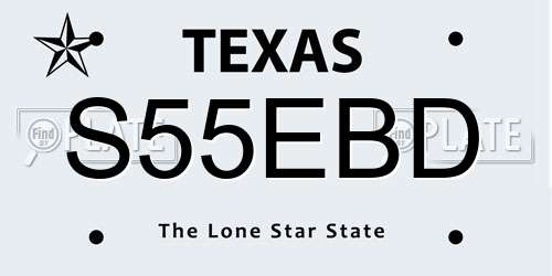 S55EBD Texas License Plate