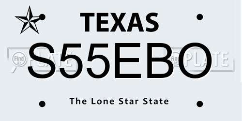 S55EBO Texas License Plate