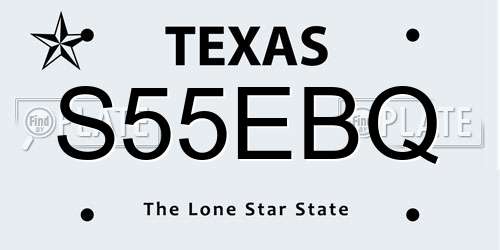 S55EBQ Texas License Plate